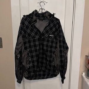 AGU Mens Kangourak Anorak windbreaker - Black checks jacket - small 1/4 Zip